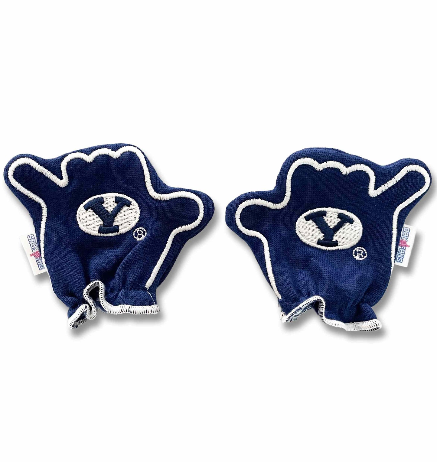 BYU Go Cougs FanMitts Baby Mittens Navy Blue Back Pair