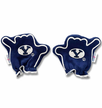 BYU Go Cougs FanMitts Baby Mittens Navy Blue Back Pair