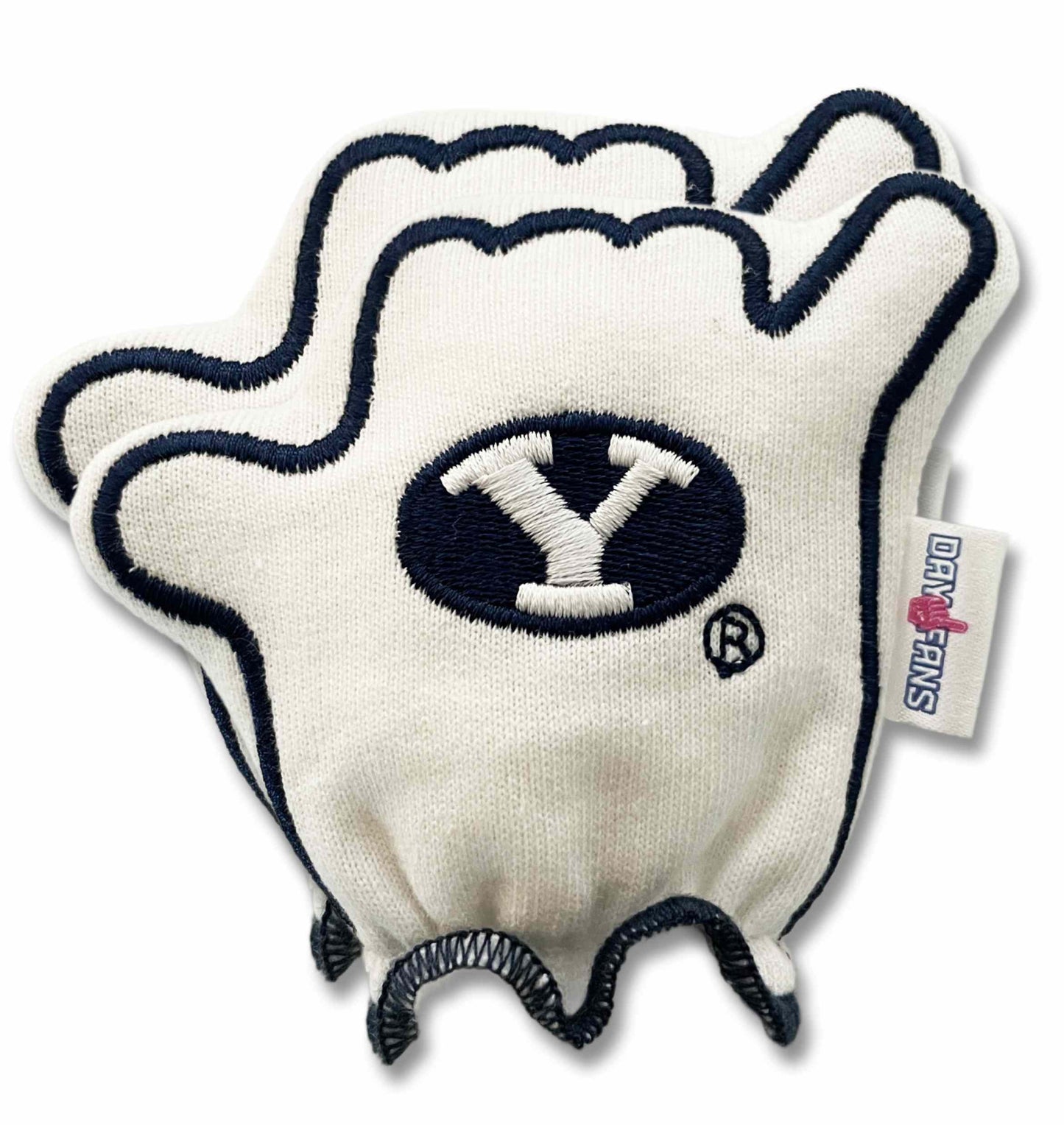 BYU Go Cougs FanMitts Baby Mittens White Back Pair Stacked