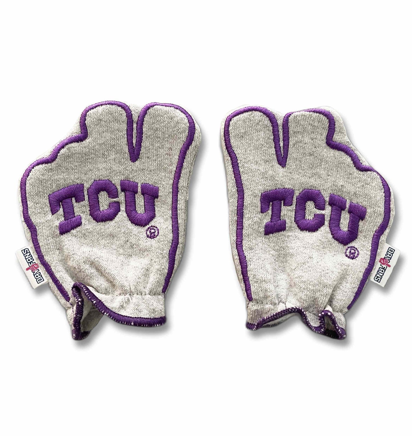 TCU Go Frogs FanMitts Baby Mittens Horned Frog Heathered Gray Back Pair