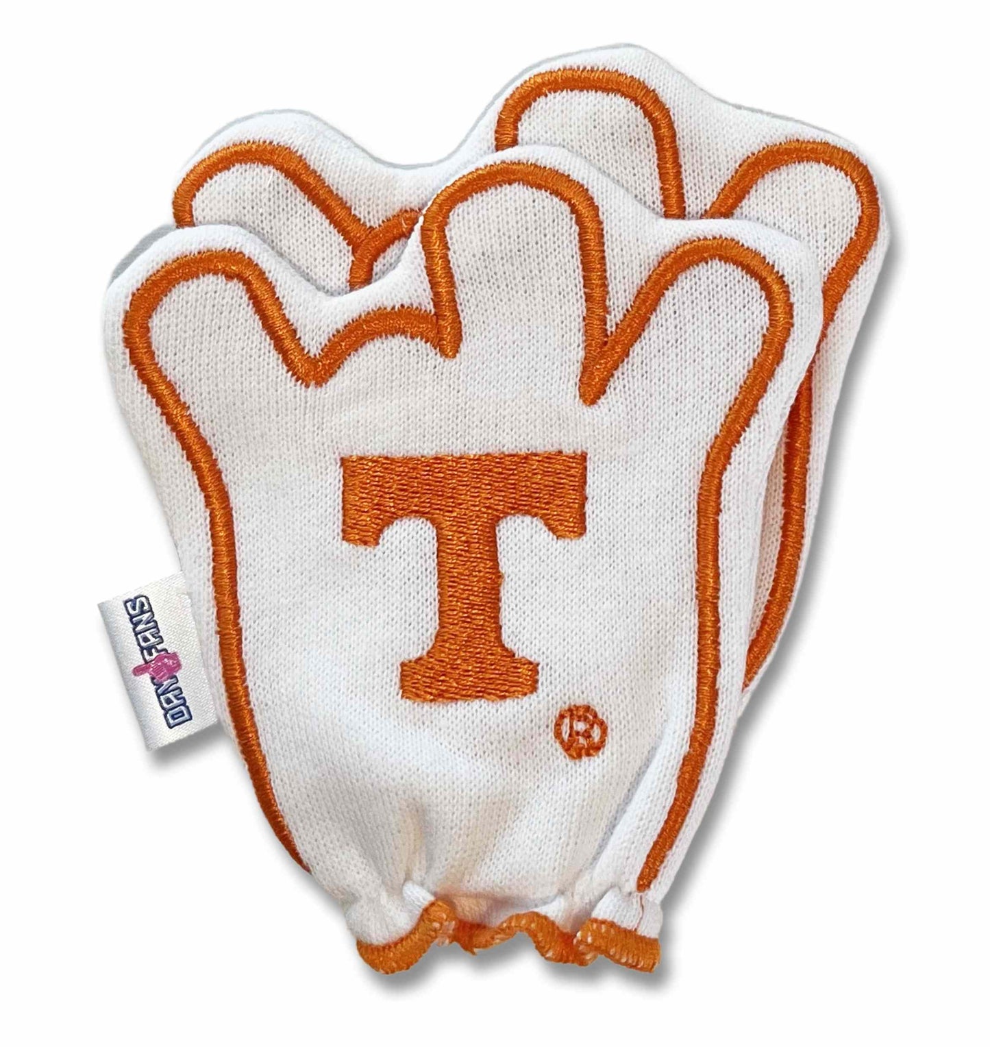 Tennessee Go Vols FanMitts Baby Mittens White Back Pair Stacked