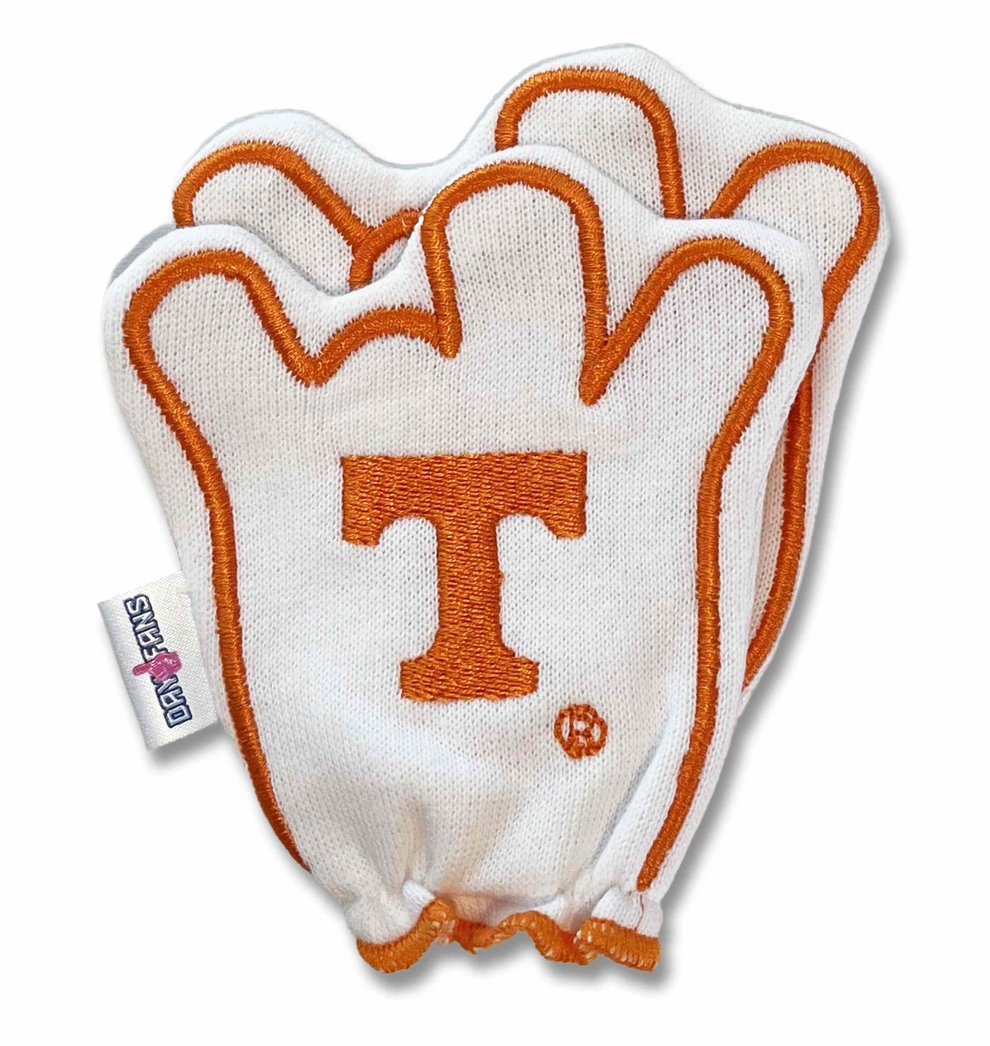 Tennessee Go Vols FanMitts Baby Mittens White Back Pair Stacked