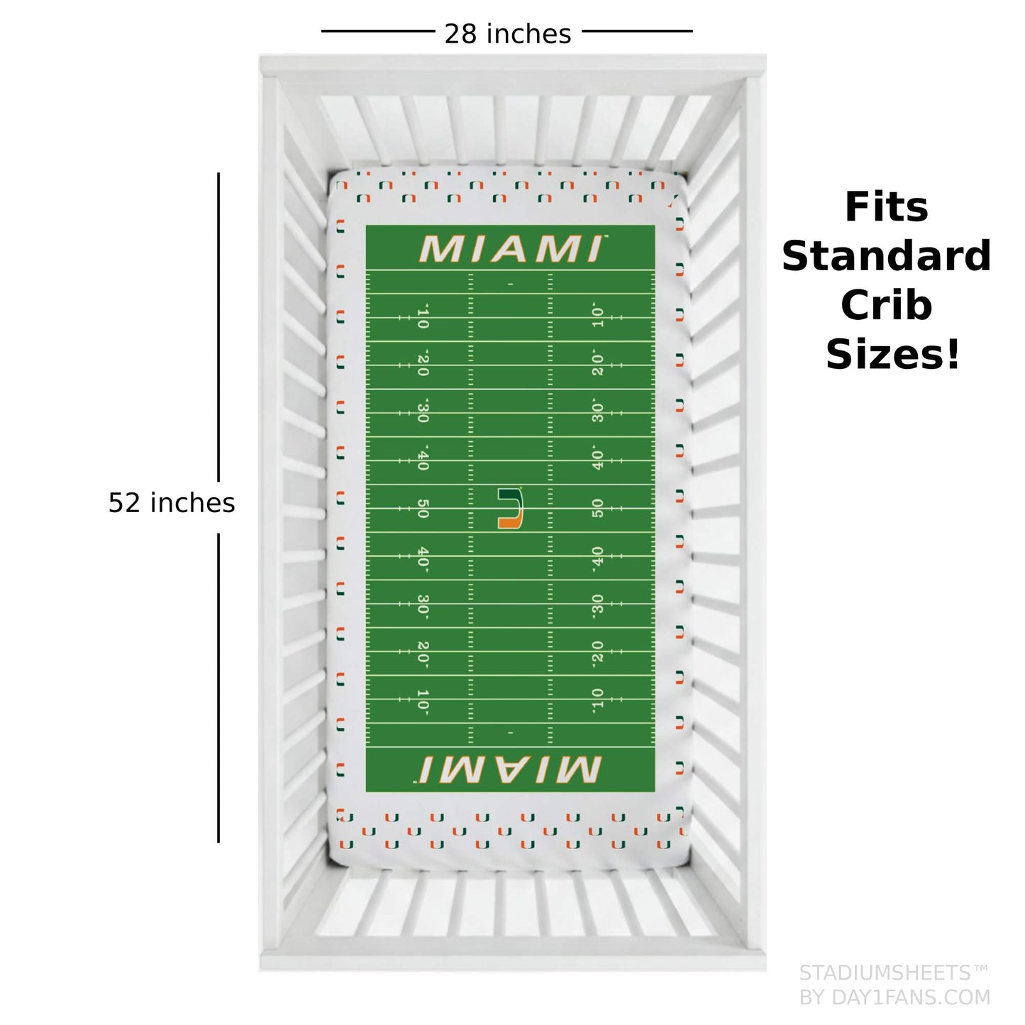 Miami Hurricanes StadiumSheets™ Crib Sheets