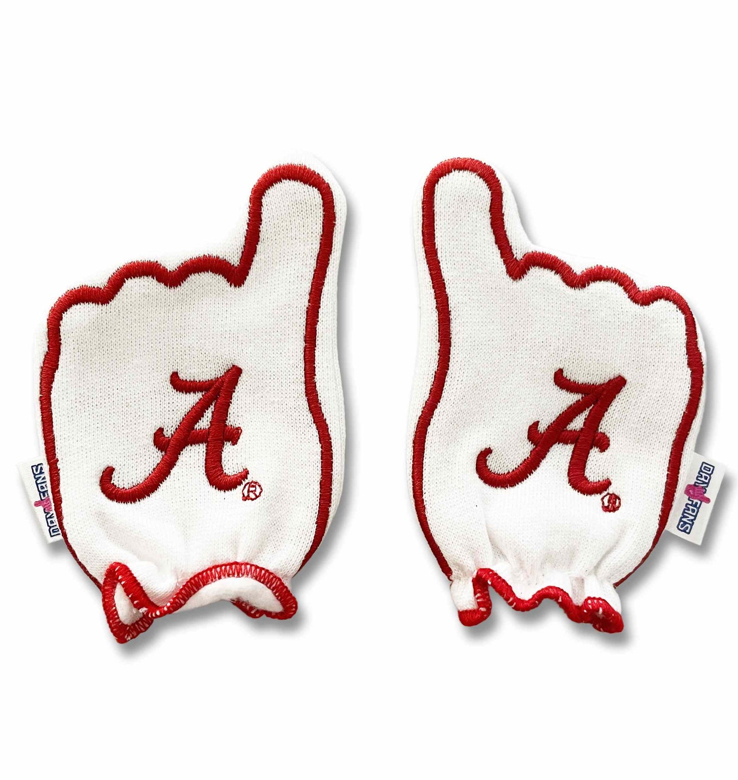 Alabama Roll Tide FanMitts Baby Mittens White Back Pair