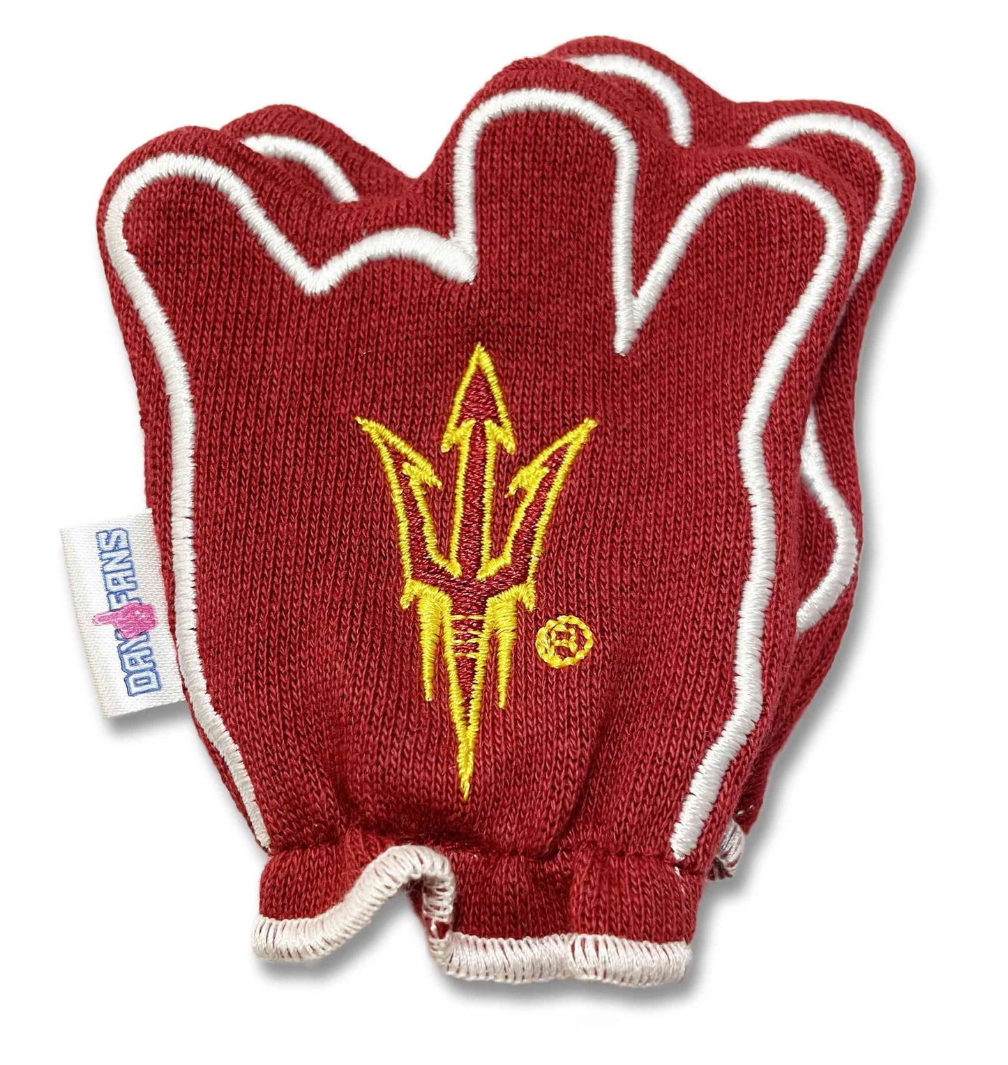 Arizona State Forks Up FanMitts Baby Mittens ASU Maroon Back Pair Stacked