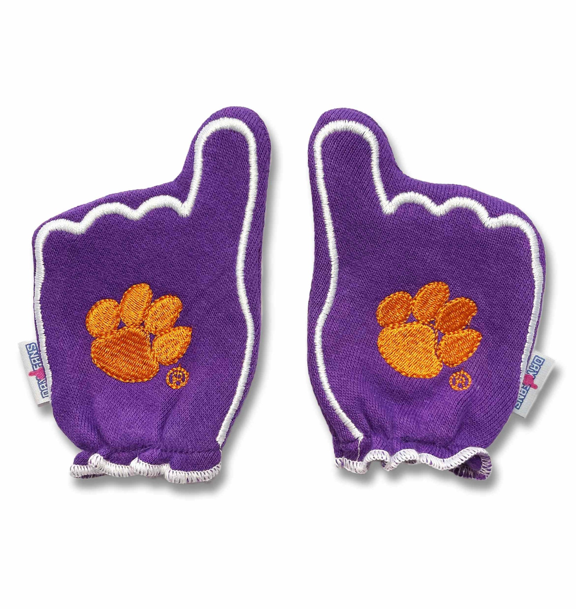 Clemson Go Tigers FanMitts Baby Mittens Purple Back Pair