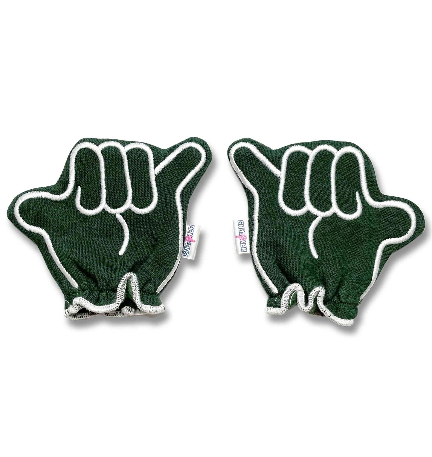 Hawaii Let's go Bows FanMitts Baby Mittens Green Front Pair