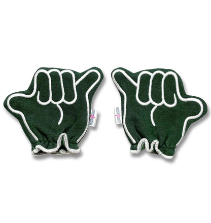 Hawaii Let's go Bows FanMitts Baby Mittens Green Front Pair