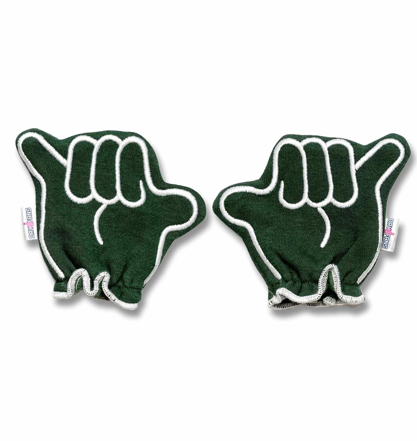 Hawaii Let's go Bows FanMitts Baby Mittens Green Front Pair