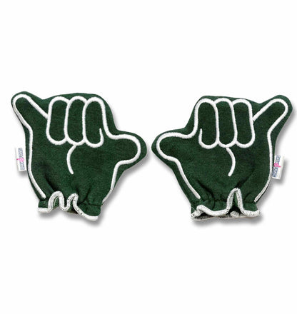 Hawaii Let's go Bows FanMitts Baby Mittens Green Front Pair