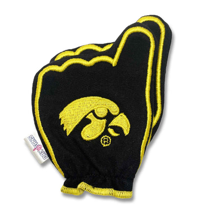 Iowa Lets Go Hawks FanMitts Baby Mittens Black Back Pair Stacked