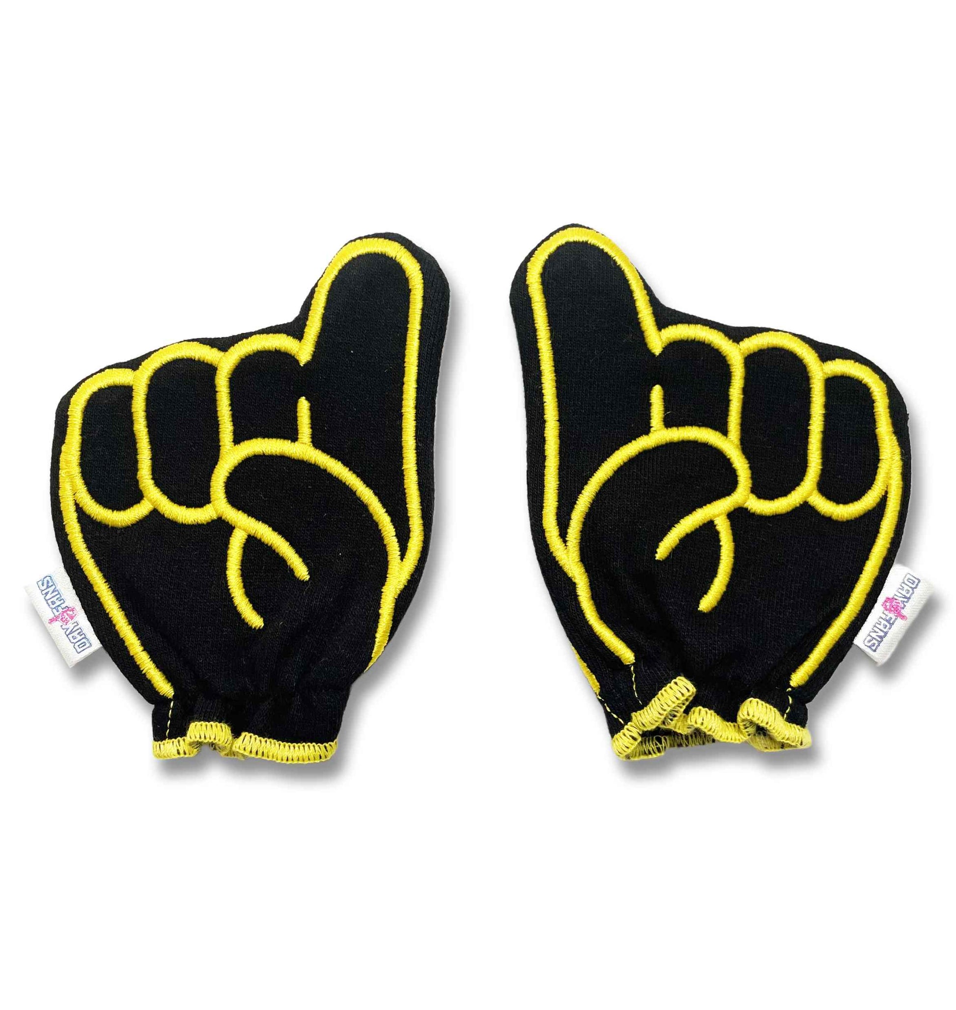 Iowa Lets Go Hawks FanMitts Baby Mittens Black Front Pair