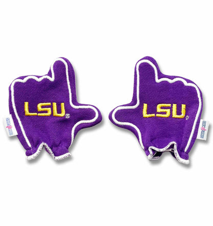 LSU Geaux Tigers FanMitts Baby Mittens LSU Purple Back Front Pair