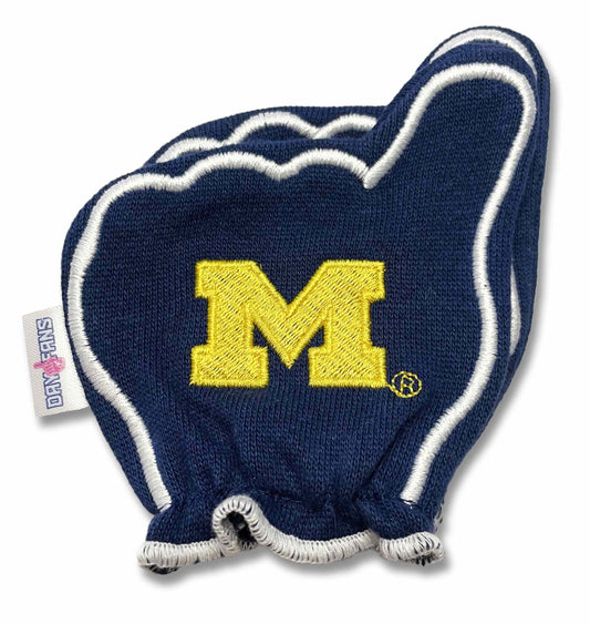 Michigan Go Blue FanMitts Baby Mittens Blue Back Pair Stacked