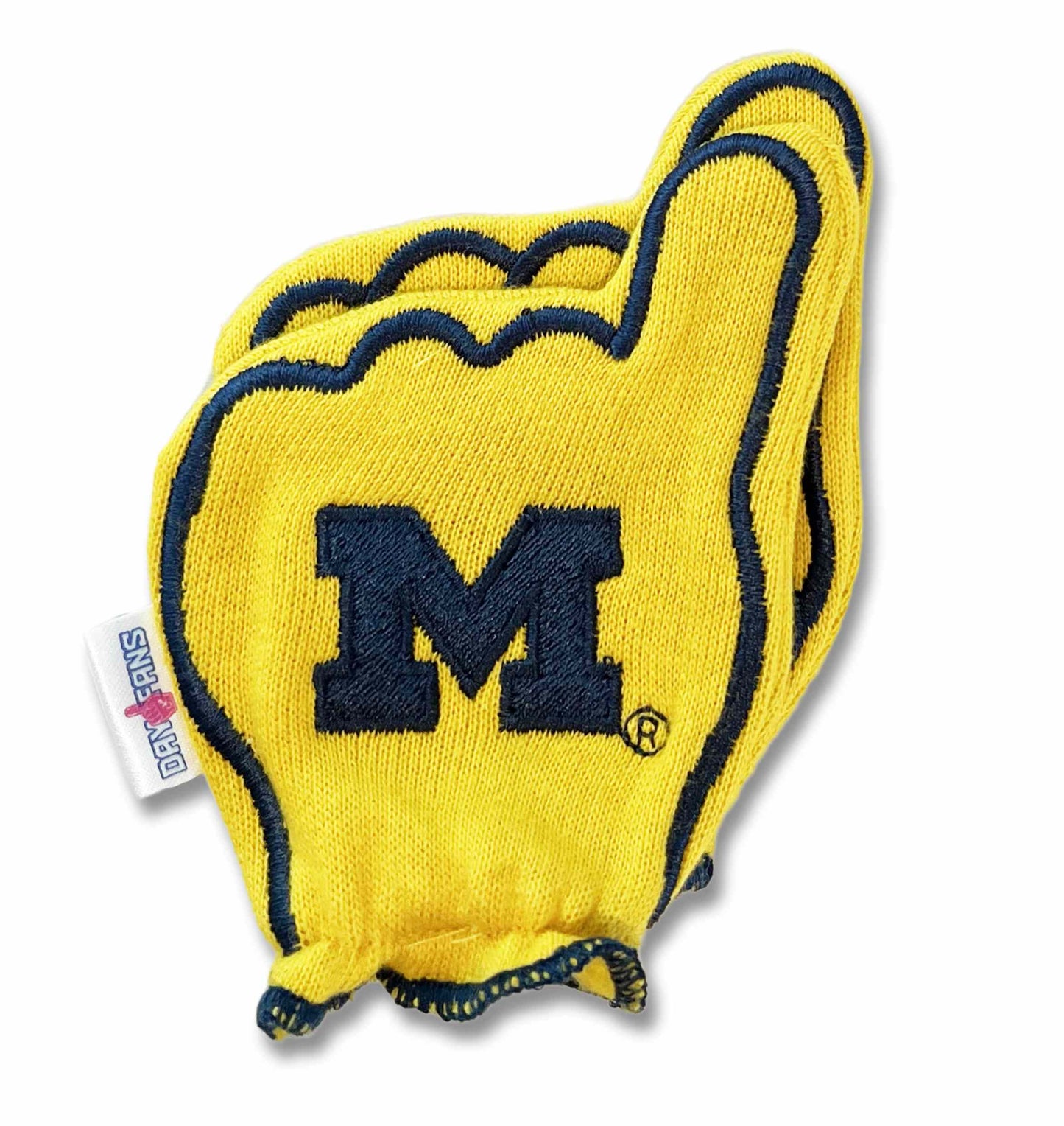 Michigan Go Blue FanMitts Baby Mittens Maize Back Pair Stacked