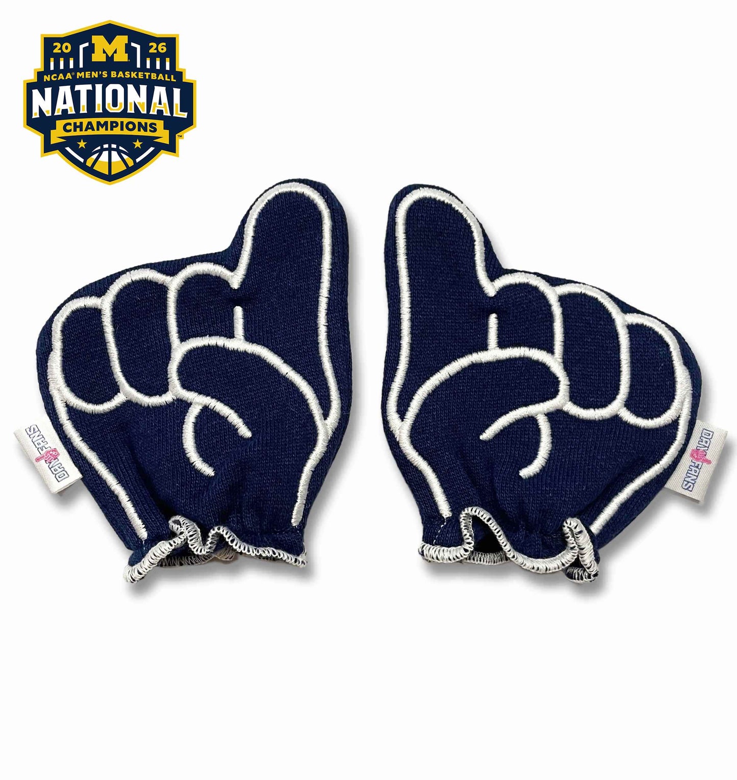 Michigan Go Blue FanMitts Baby Mittens Blue Front Pair NCAA Basketball Champs