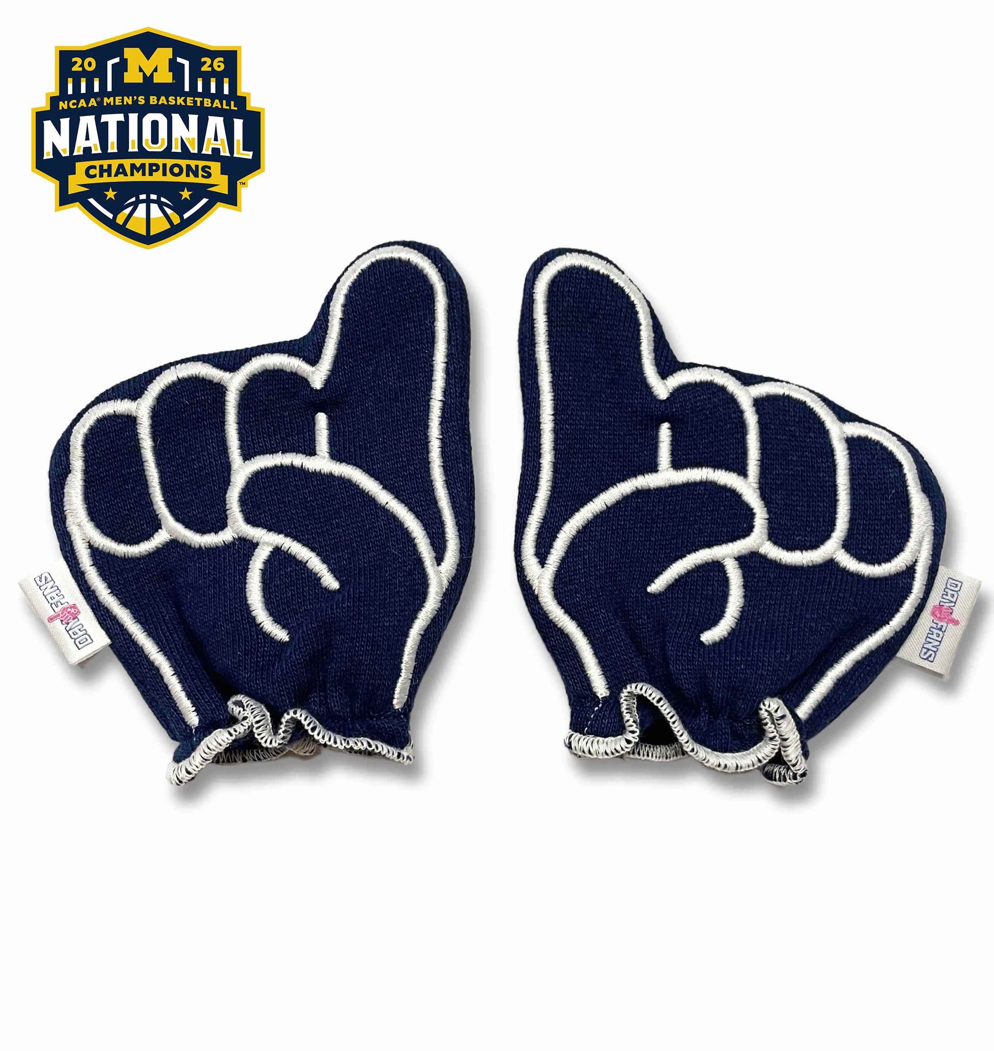 Michigan Go Blue FanMitts Baby Mittens Blue Front Pair NCAA Basketball Champs
