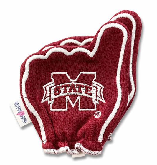Mississippi State Hail State FanMitts Baby Mittens Maroon Back Pair Stacked