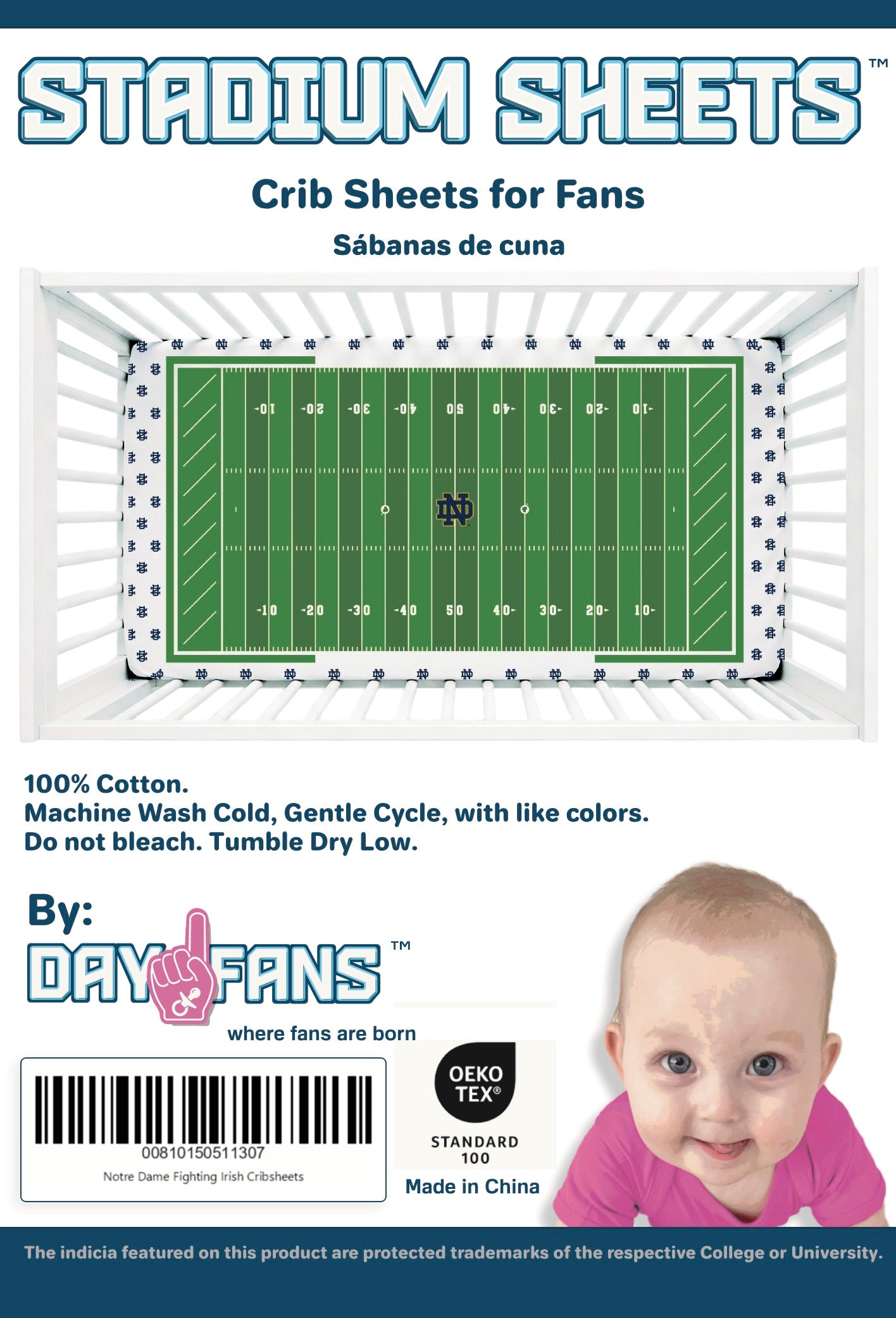 Notre Dame Fighting Irish StadiumSheets™ Crib Sheets