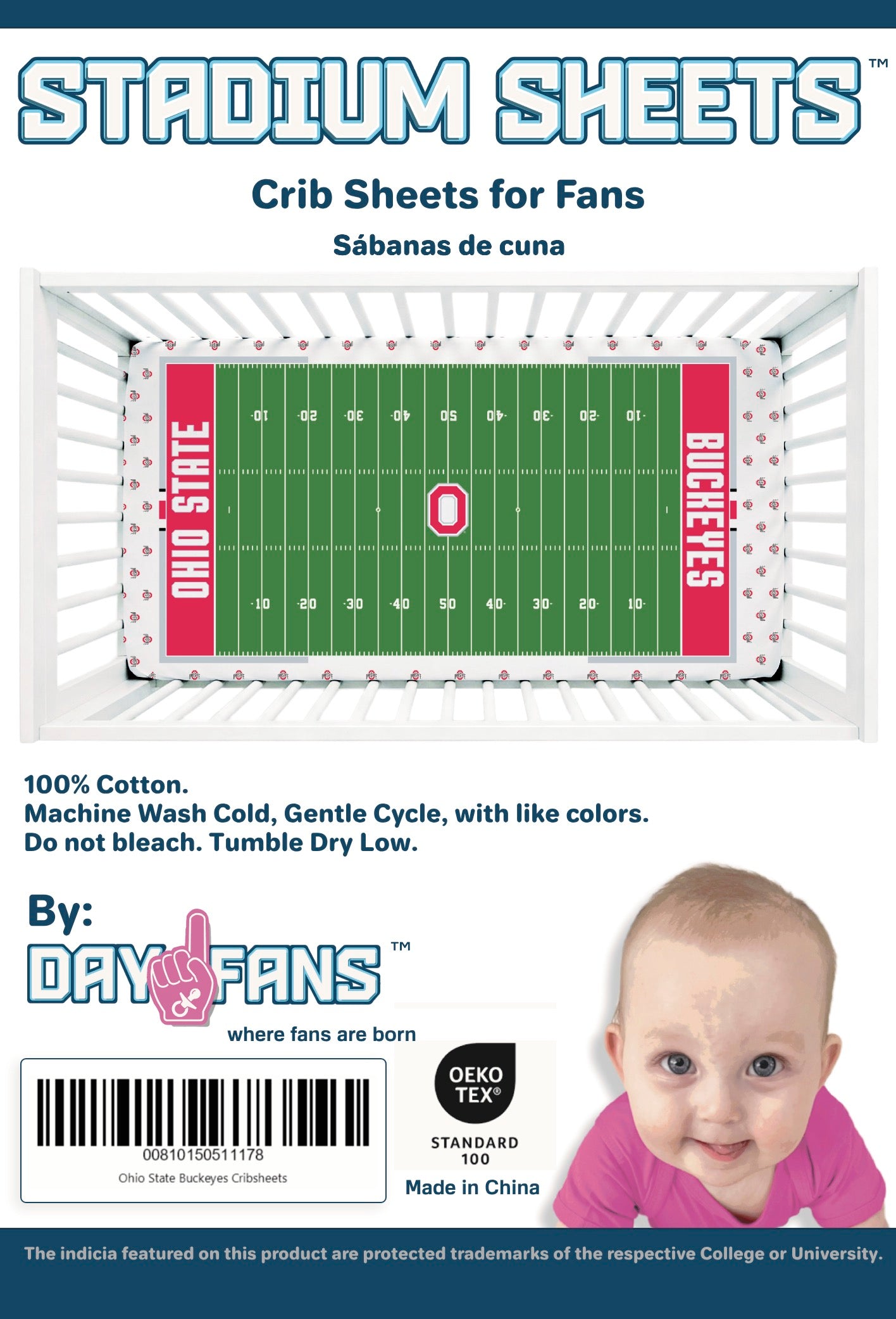 Ohio State Buckeyes StadiumSheets™ Crib Sheets