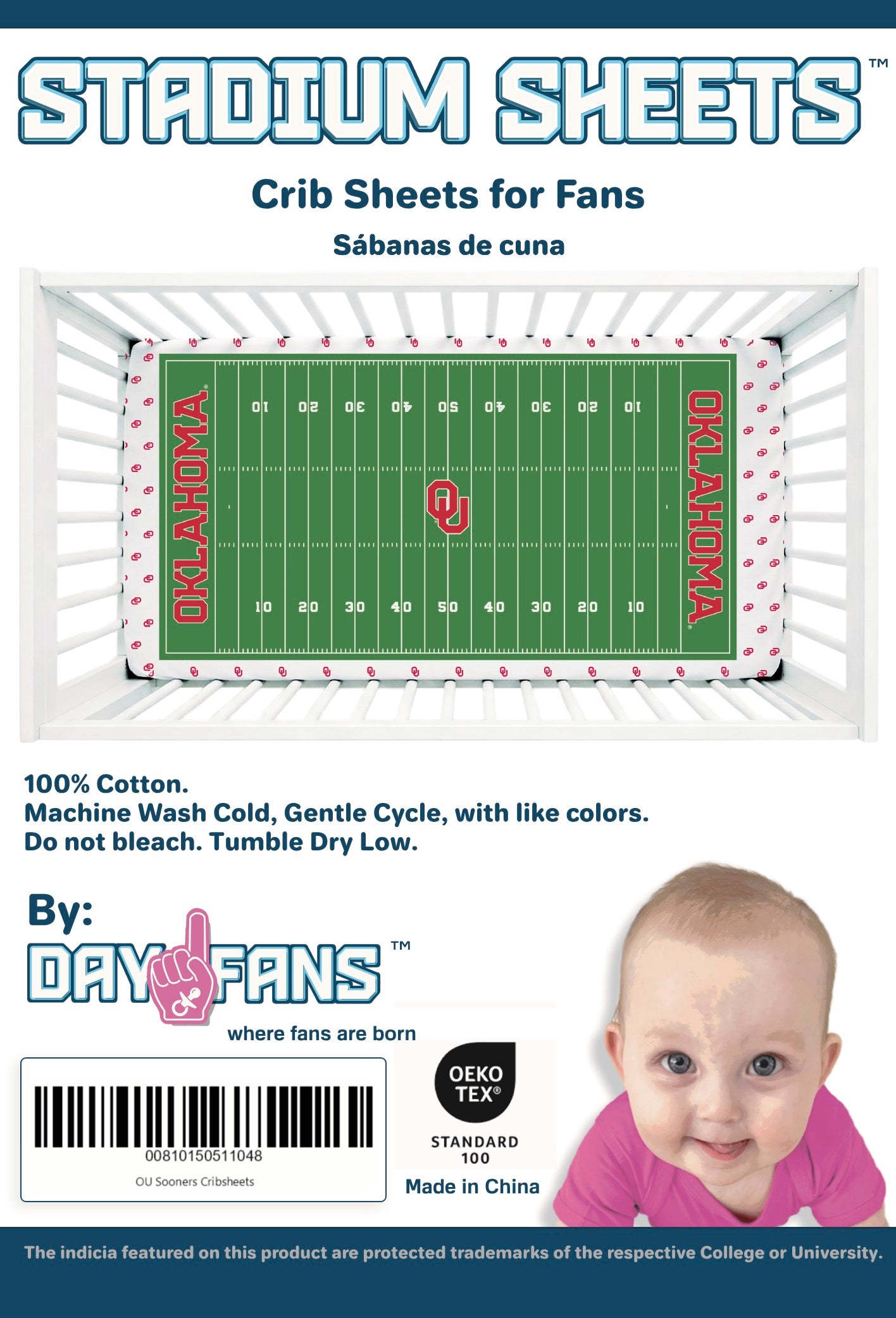 Oklahoma Sooners StadiumSheets™ Crib Sheets