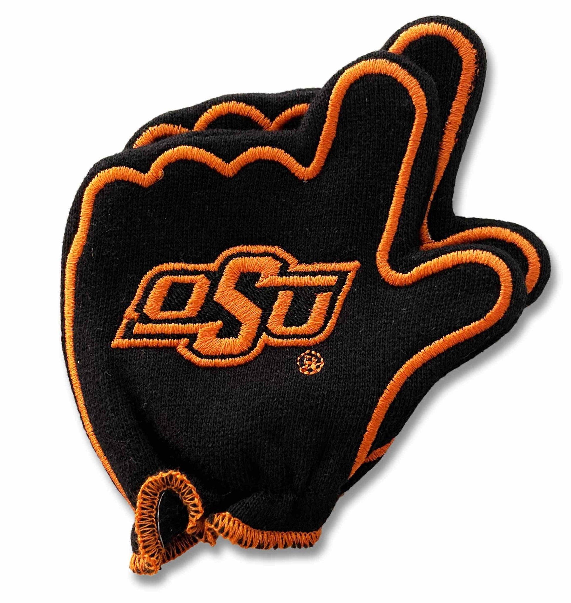 Oklahoma State Go Pokes FanMitts Baby Mittens Black Back Pair Stacked