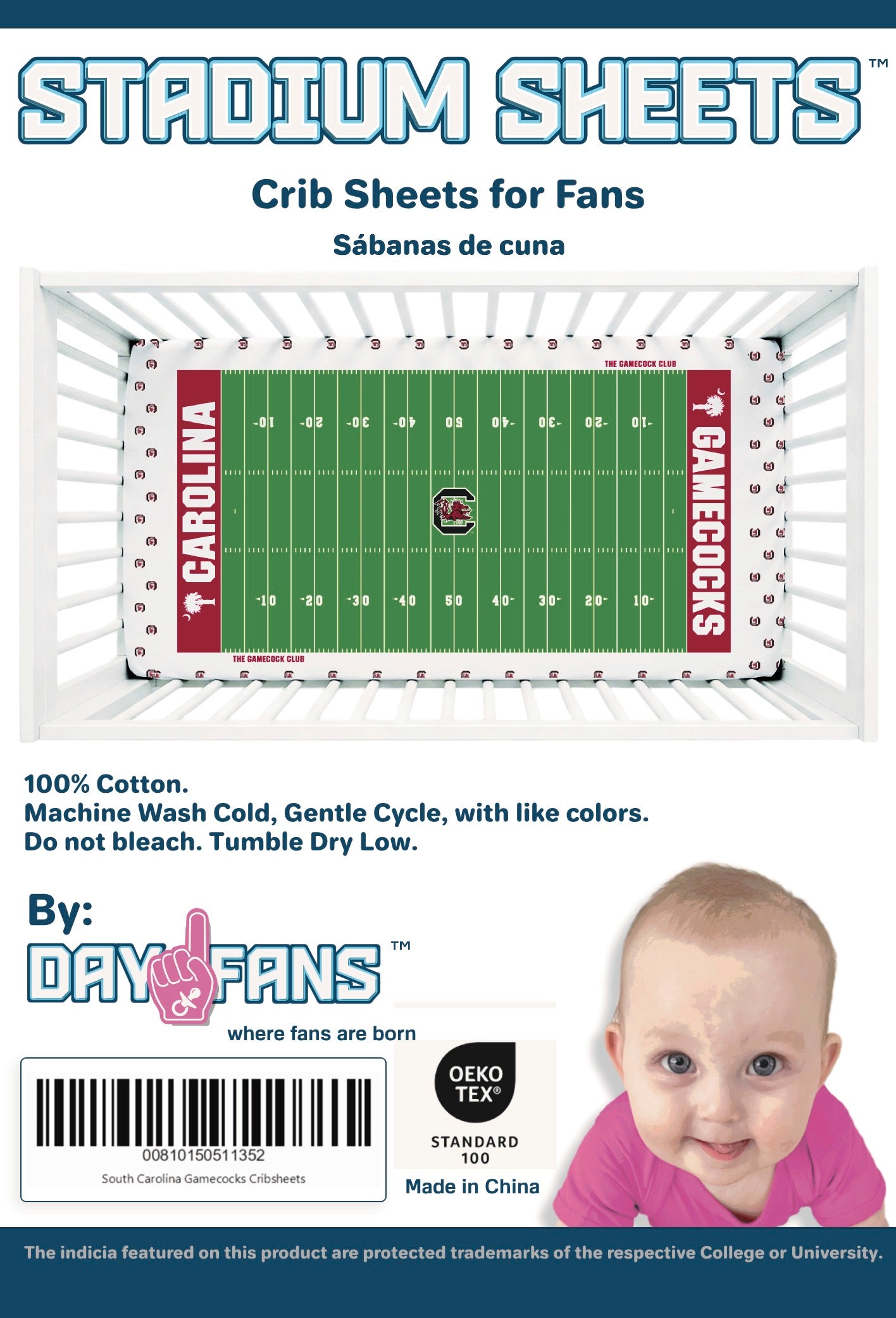 South Carolina Gamecocks StadiumSheets™ Crib Sheets