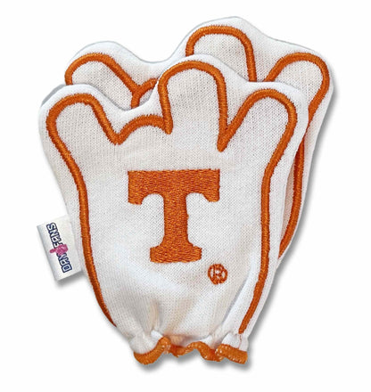 Tennessee Go Vols FanMitts Baby Mittens White Back Pair Stacked