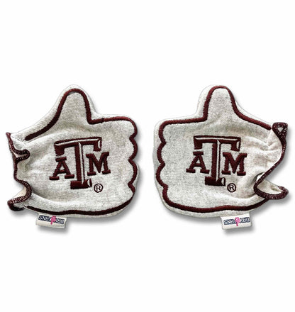 Texas A&M Gig Em FanMitts Baby Mittens Heathered Gray Back Pair
