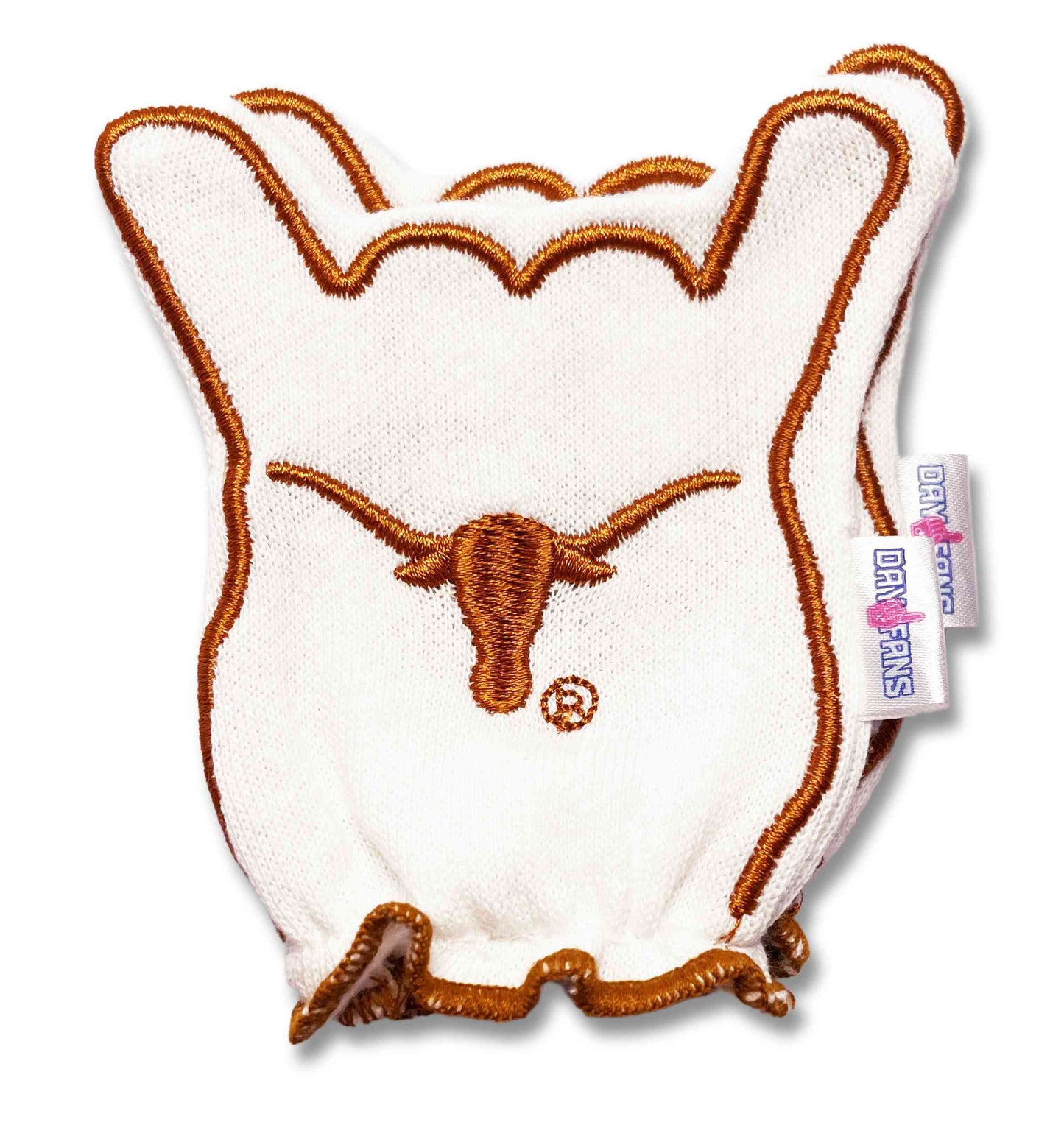 Texas Longhorns Hook Em FanMitts Baby Mittens White Back Pair Stacked
