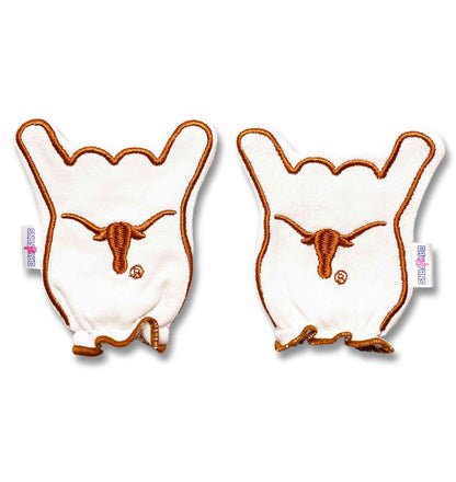 Texas Longhorns Hook Em FanMitts Baby Mittens White Back Pair