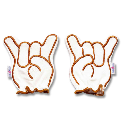 Texas Longhorns Hook Em FanMitts Baby Mittens White Front Pair