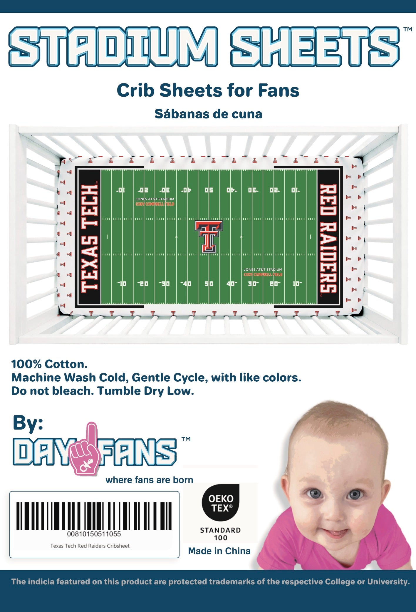 Texas Tech Red Raiders StadiumSheets™ Crib Sheets