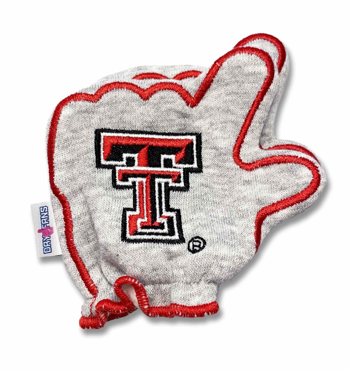 Texas Tech Wreck Em FanMitts Baby Mittens Heathered Gray Back Pair Stacked