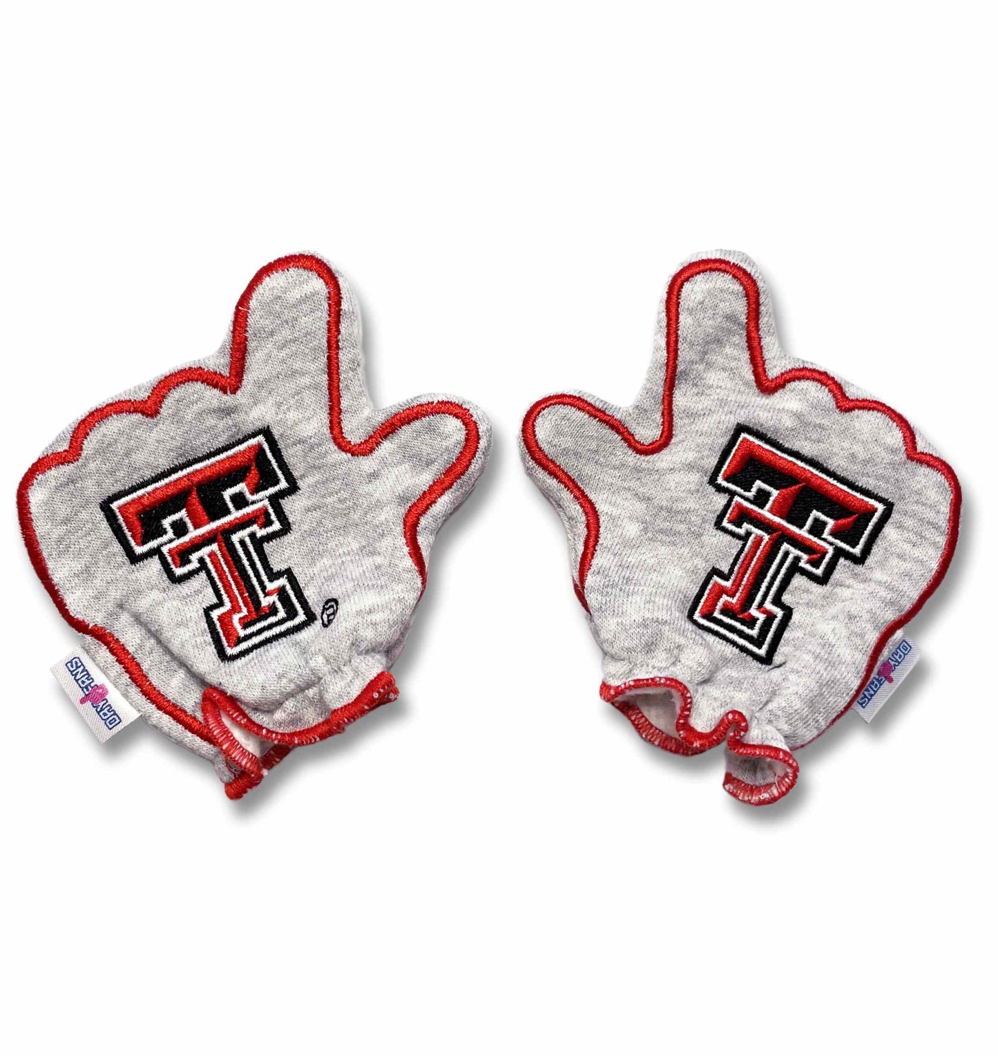 Texas Tech Wreck Em FanMitts Baby Mittens Heathered Gray Back Pair