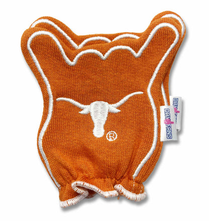 Texas Longhorns Hook em FanMitts Baby Mittens Orange Back Pair Stacked