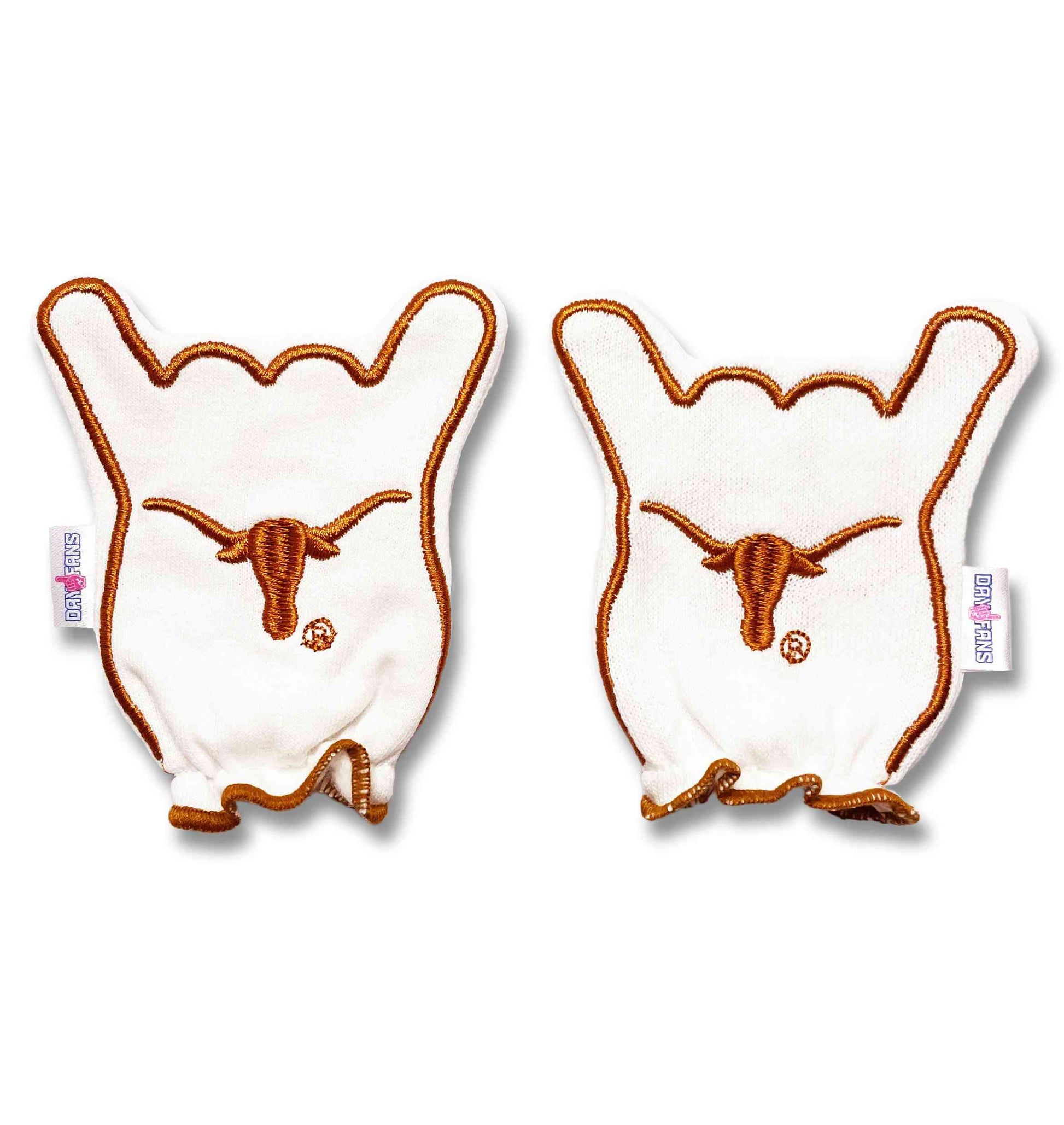 Texas Longhorns Hook em FanMitts Baby Mittens White Back Pair