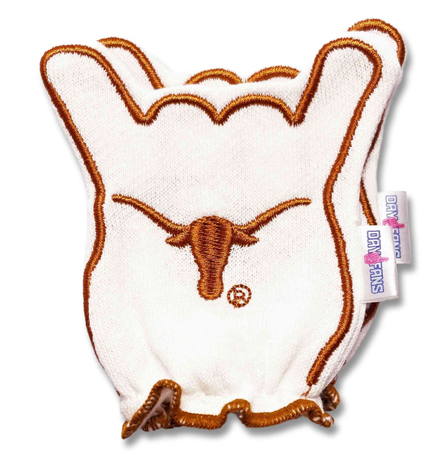 Texas Longhorns Hook em FanMitts Baby Mittens White Back Pair Stacked