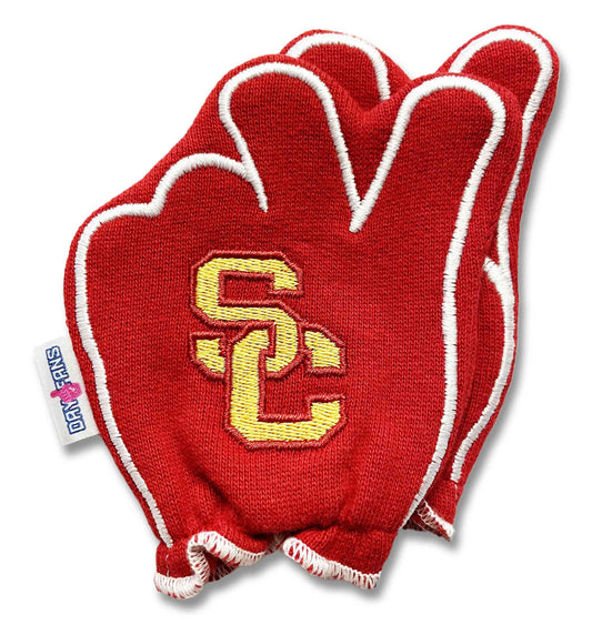 USC Fight On FanMitts Baby Mittens Cardinal Red Back Pair Stacked
