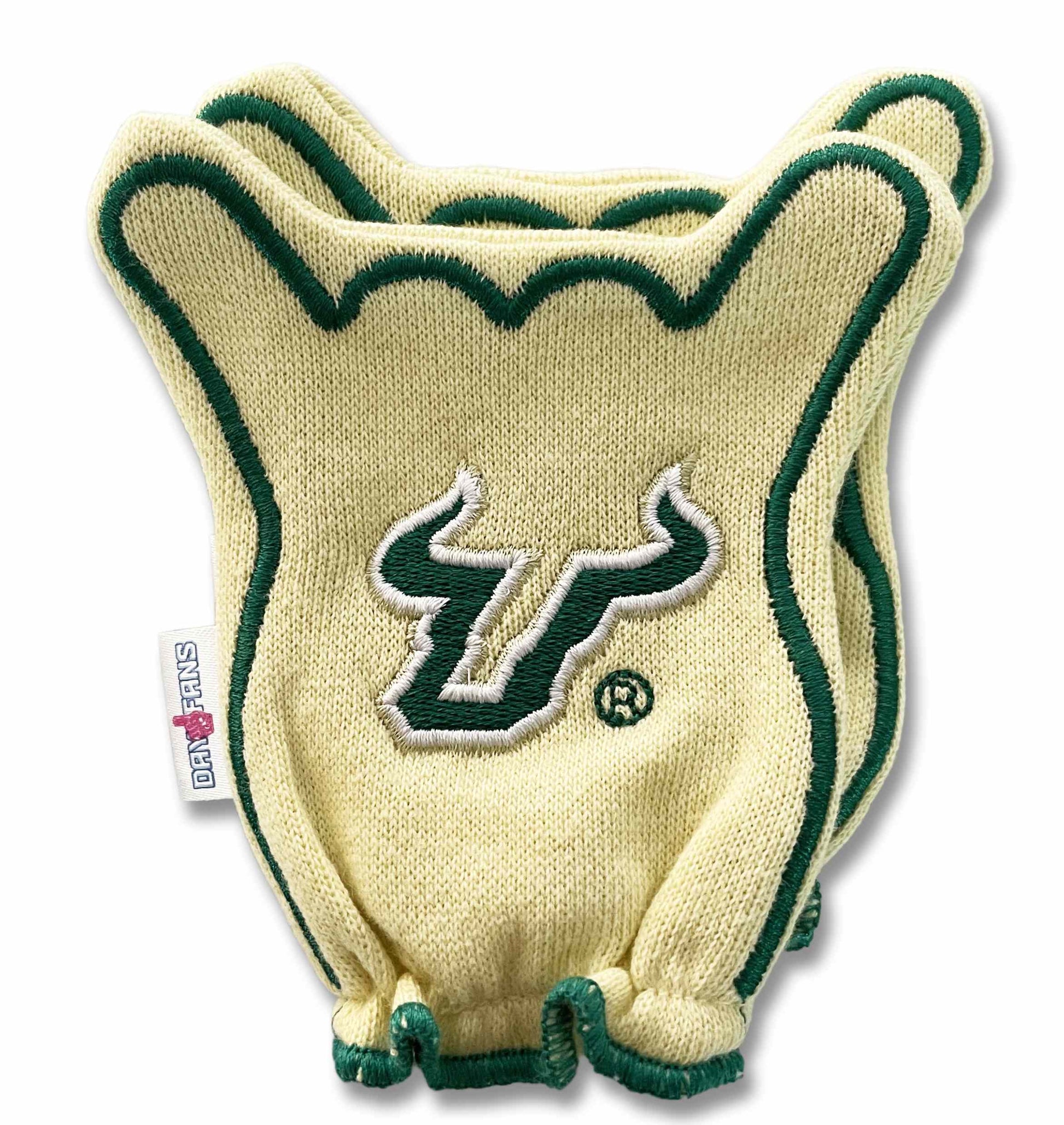 USF Go Bulls FanMitts Baby Mittens Gold Back Pair Stacked