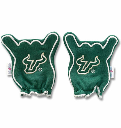 USF Go Bulls FanMitts Baby Mittens Green Back Pair
