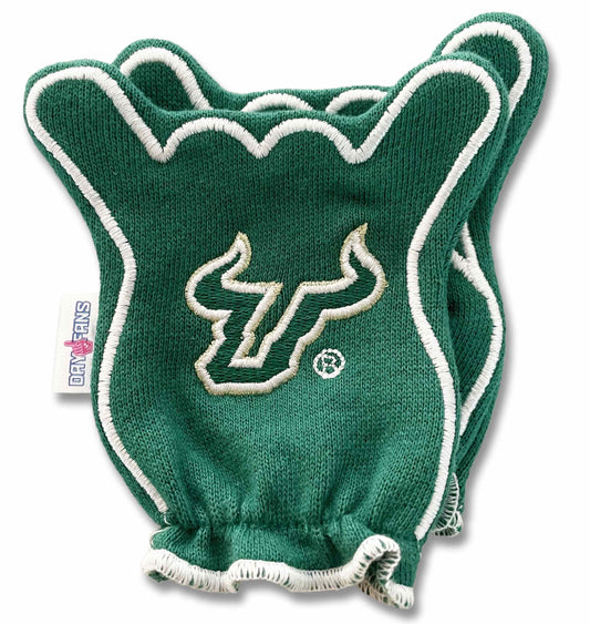 USF Go Bulls FanMitts Baby Mittens Green Back Pair Stacked