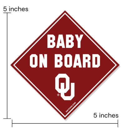 Oklahoma Sooners "BABY ON BOARD" Car Magnet