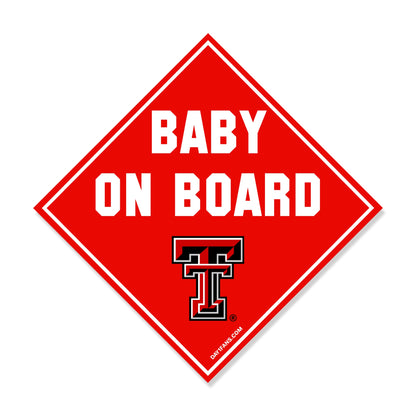 Texas Tech Red Raiders "BABY ON BOARD" Car Magnet