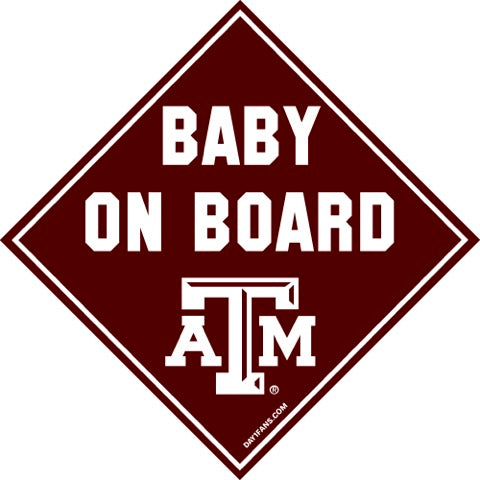 baby on board safety car magnet texas a&m