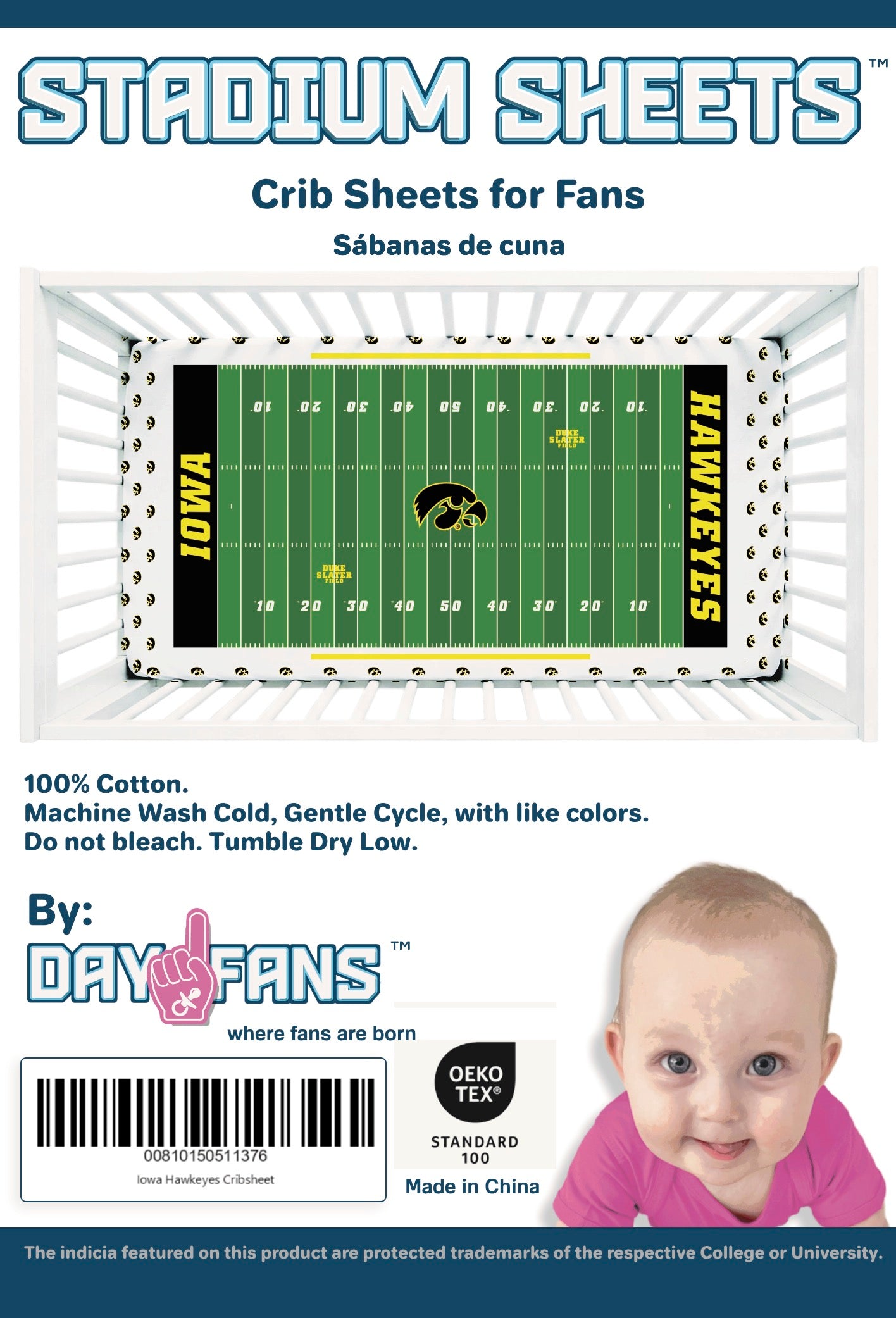 Iowa Hawkeyes StadiumSheets™ Crib Sheets