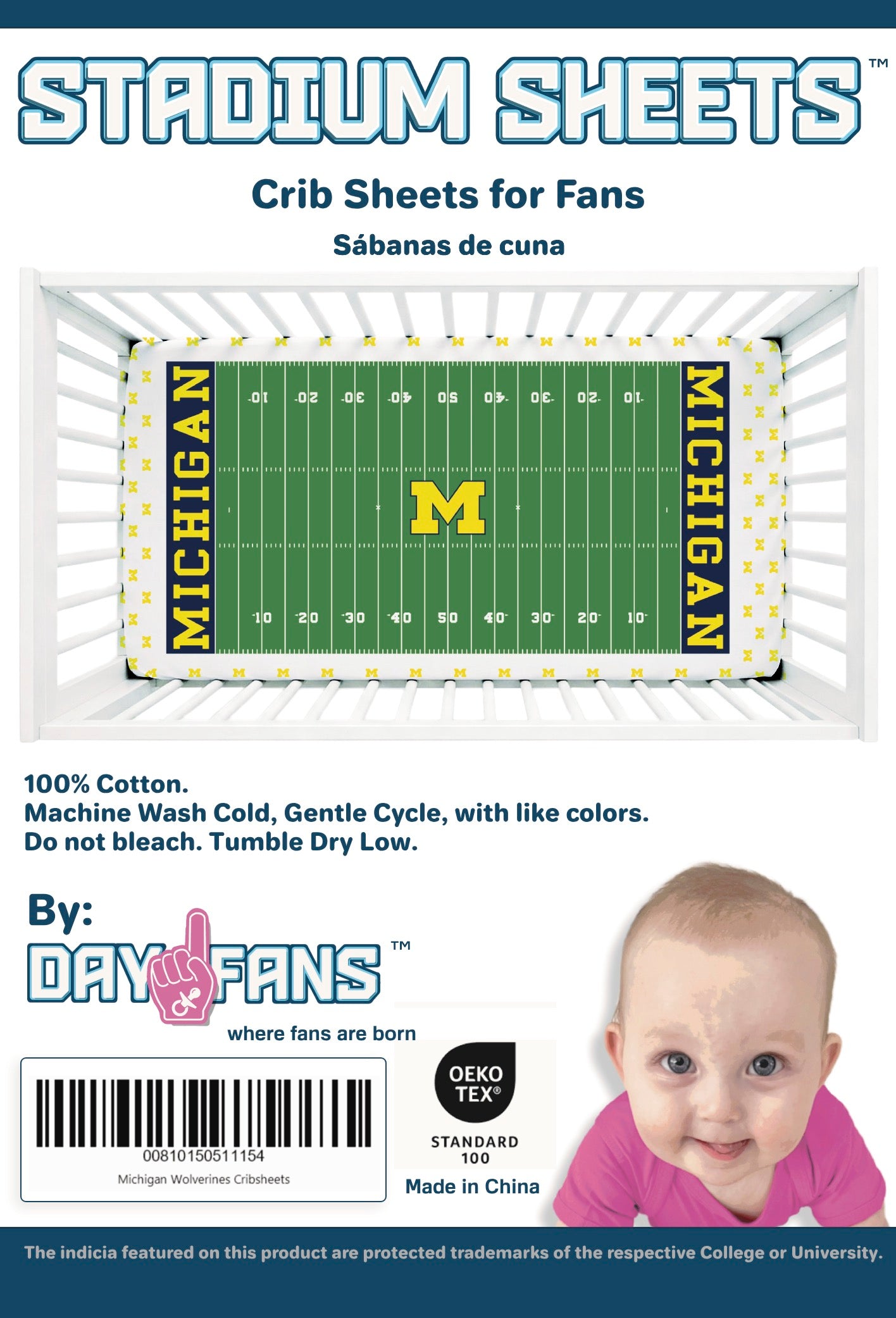 Michigan Wolverines StadiumSheets™ Crib Sheets
